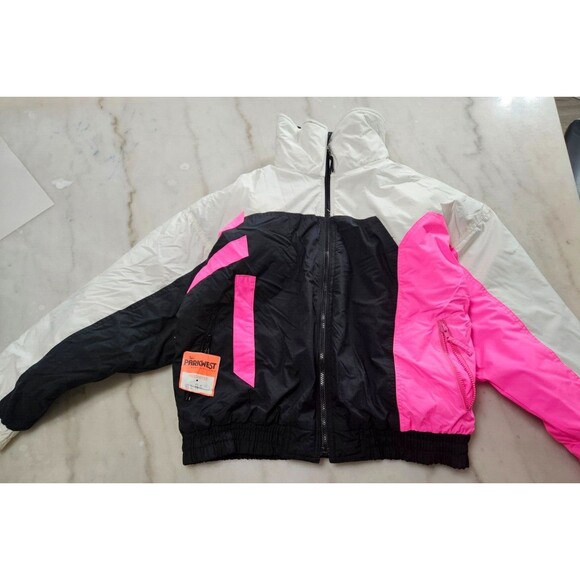U&I Sport Colorblock Windbreaker Jacket, Black, Pink & White, Lightweight, Sz M - Picture 1 of 16